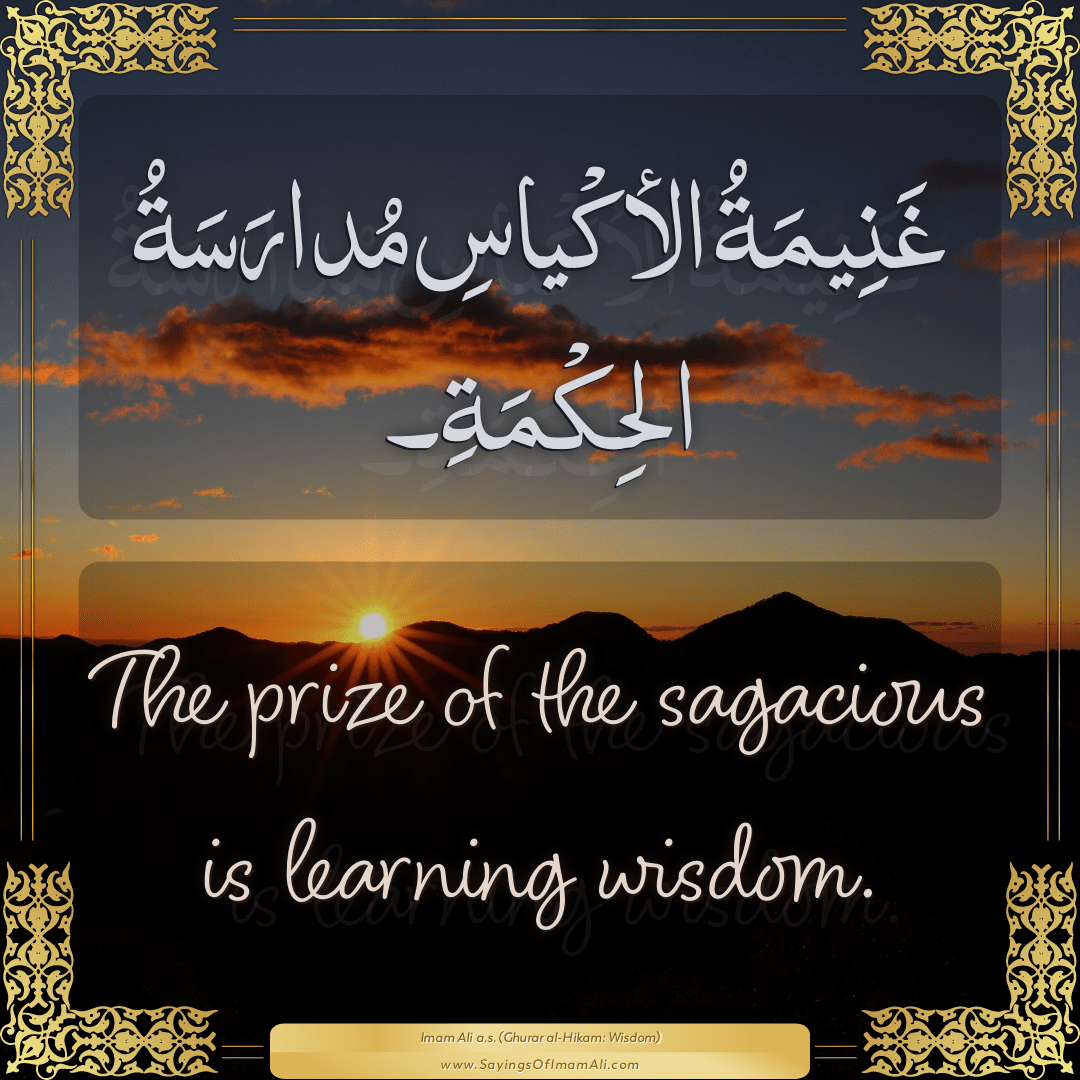 The prize of the sagacious is learning wisdom.